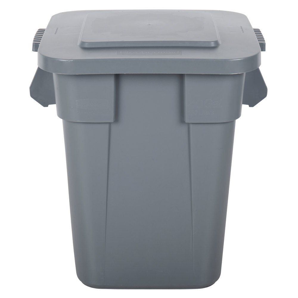 TableTop King Brute 40 Gallon Square Gray Trash Can with Lid - Heavy Duty Commercial Garbage Bin for Office, Restaurant & Home Kitchen Use