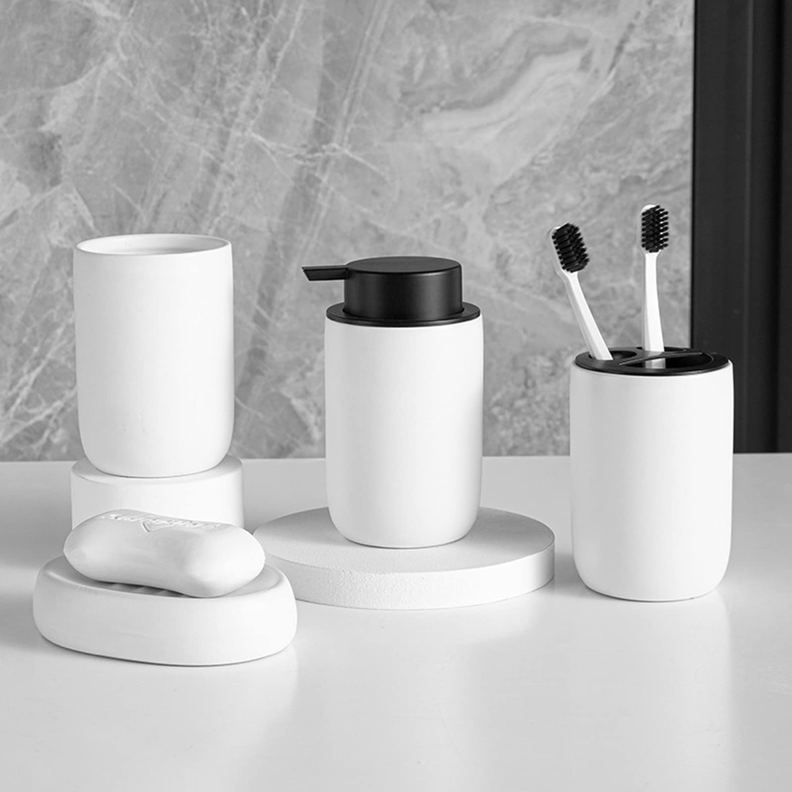 Premium Ceramic Foaming Soap Dispenser - Thick White Hand Soap Pump for Bathroom & Kitchen Sink | Ideal for Liquid Hand Soap, Body Wash | Perfect for Home, Office & Guest Bathroom Decor