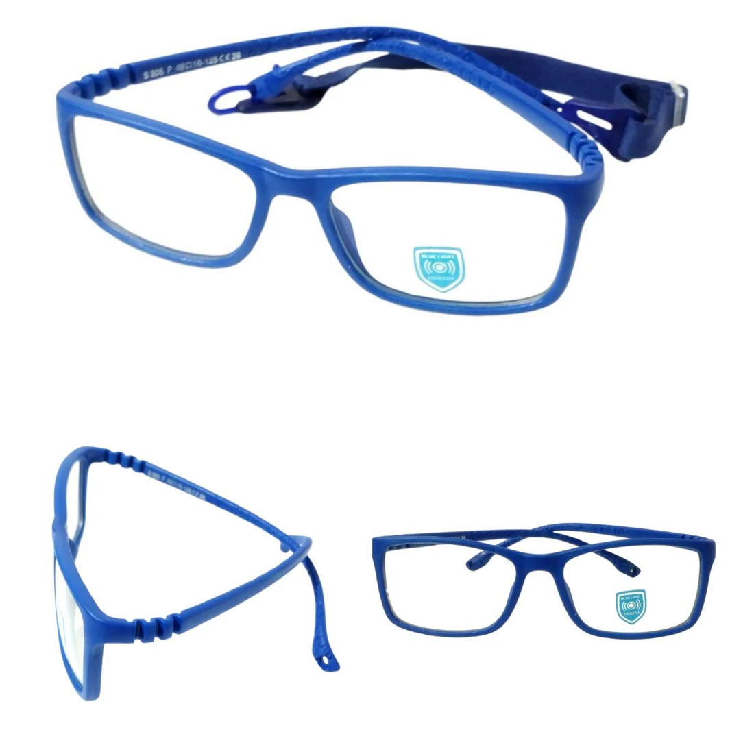 Unbreakable Kids Flexible Glasses with Adjustable Strap - Rectangle Frame for Ages 4-8 Years (Model S306) - Perfect for Sports, School & Outdoor Activities