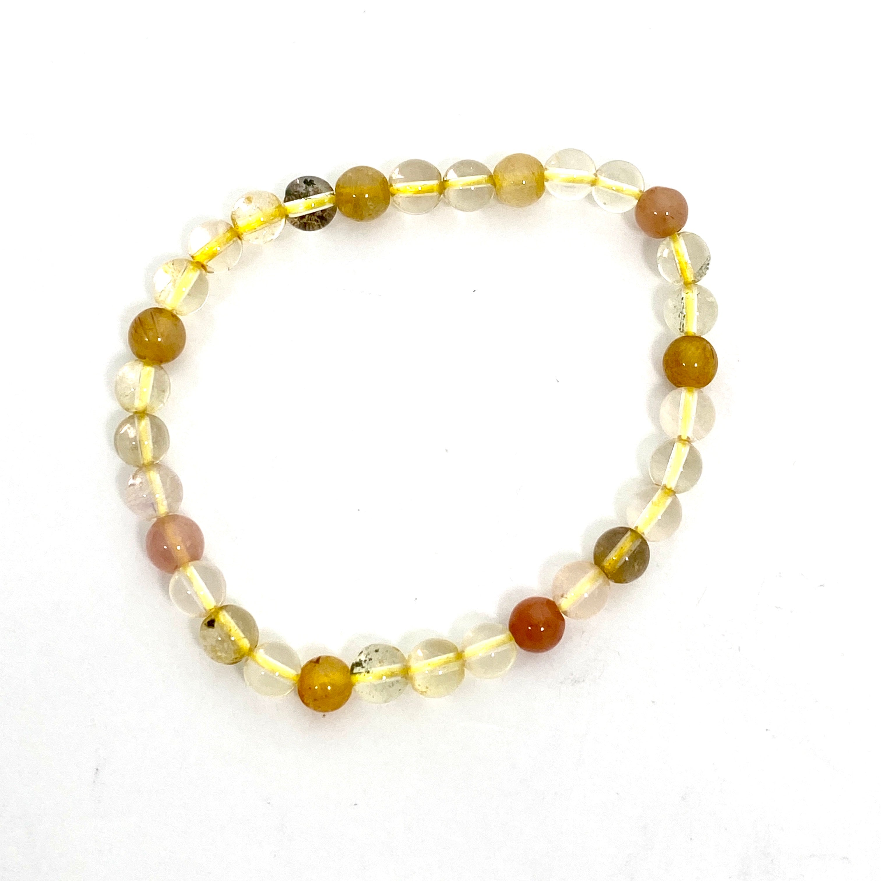 Natural Rutilated Quartz Beaded Bracelet for Women - Mix Color Gemstone Healing Jewelry for Energy, Protection & Positive Vibes - Perfect for Meditation, Yoga & Spiritual Gifts