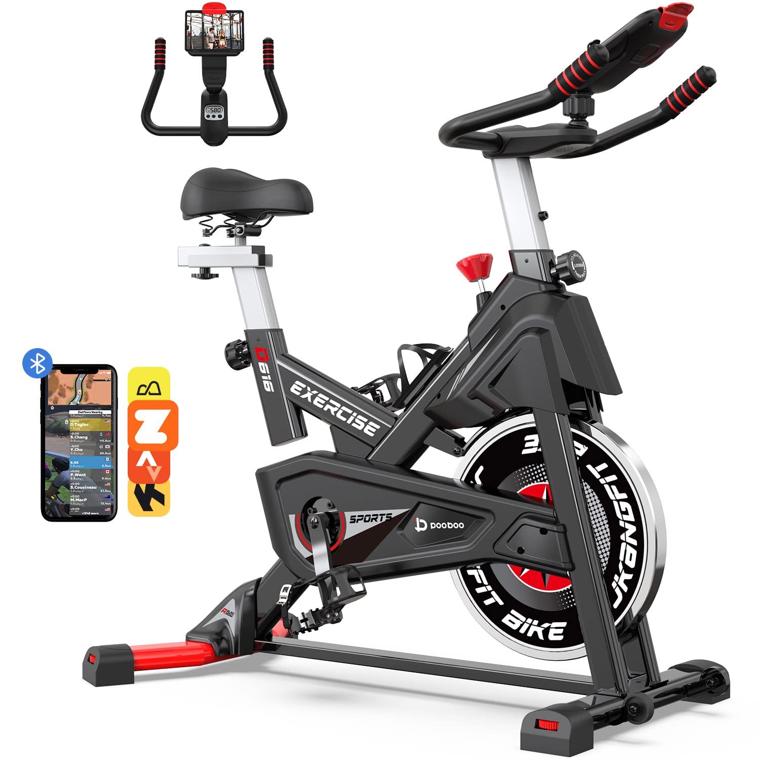 Upgraded Magnetic Stationary Exercise Bike for Indoor Cycling - Silent Belt Drive Home Gym Bike with 360° Rotating iPad Holder & Comfortable Seat Cushion (350 lbs Weight Capacity) - Perfect for Home Workouts, Cardio Training, and Apartment Fitness