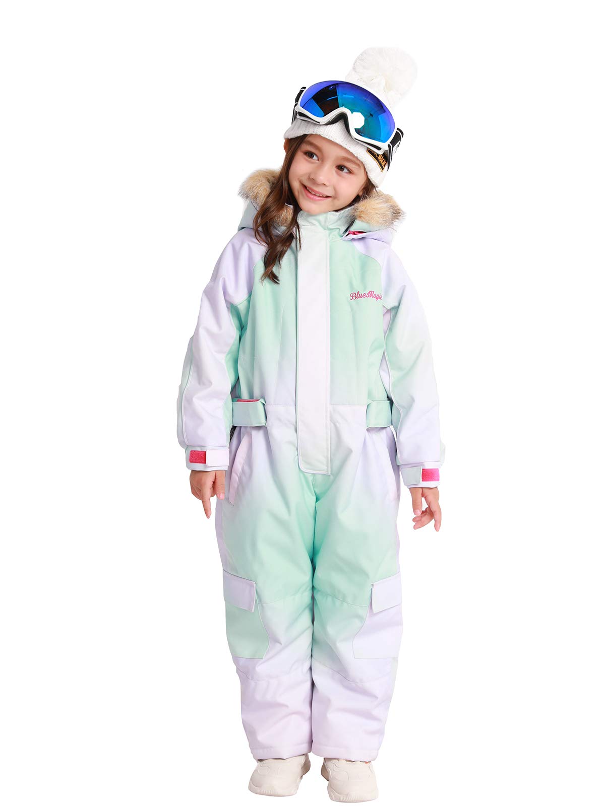 Bluemagic Kids Baby One-Piece Snowsuit - Waterproof Winter Snowsuit for Boys & Girls - Ski Suit, Snowboarding Overalls, Jumpsuit for Outdoor Play & Cold Weather Protection