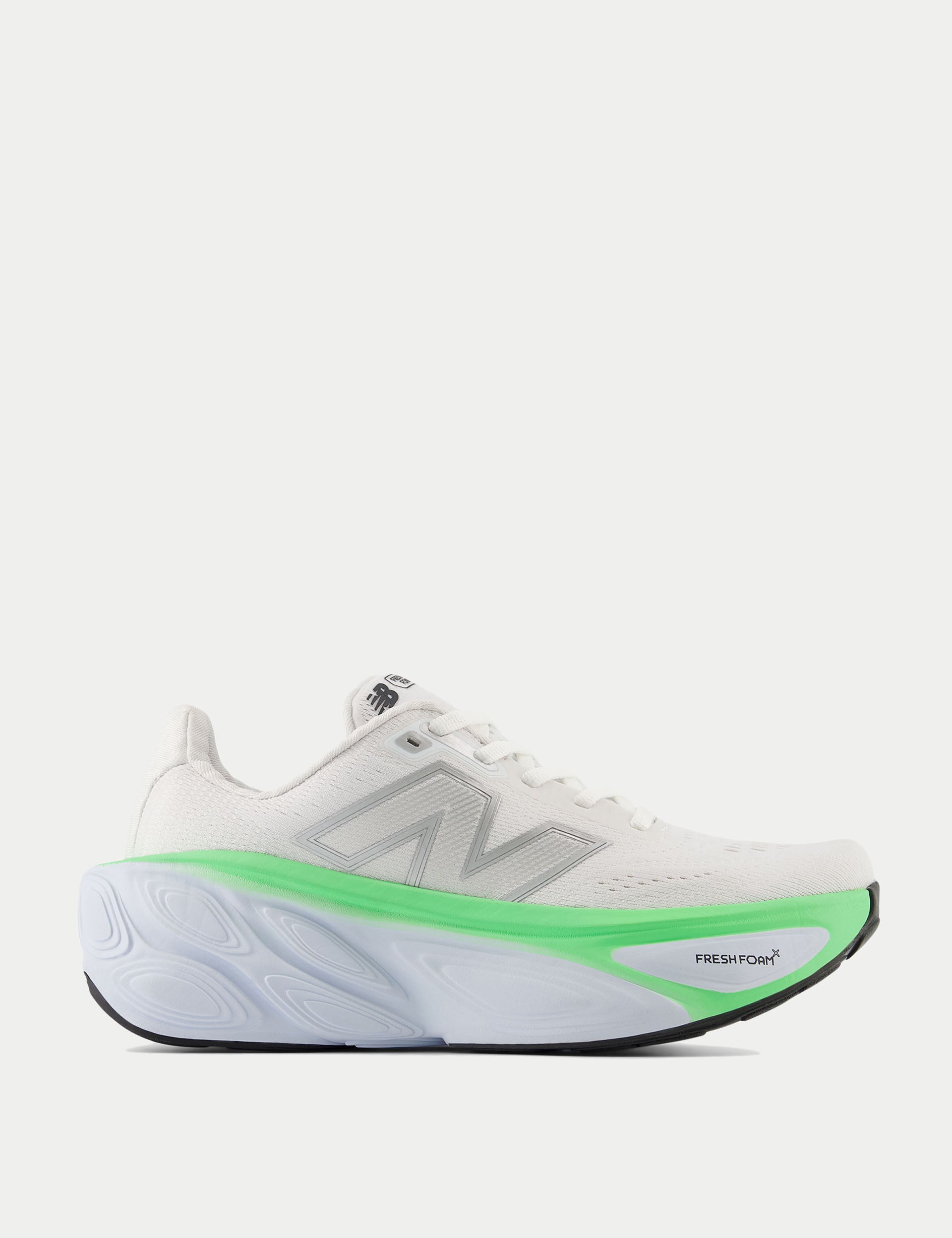 New Balance Fresh Foam X More v5 Running Shoes - White/Ice Blue/Electric Jade - Cushioned Comfort for Long-Distance Running & Daily Training