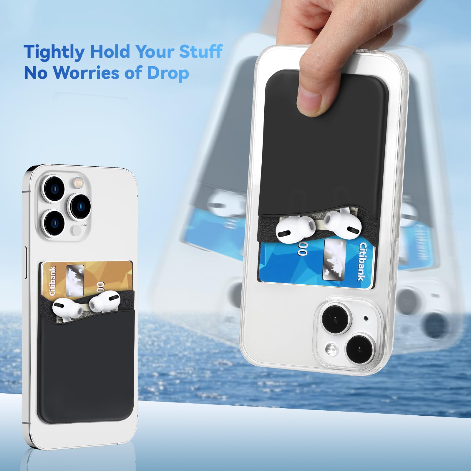 CISID Stick-On Phone Wallet - Slim RFID Blocking Credit Card Holder for iPhone, Samsung & All Smartphones - Perfect for Travel, Shopping & Everyday Use