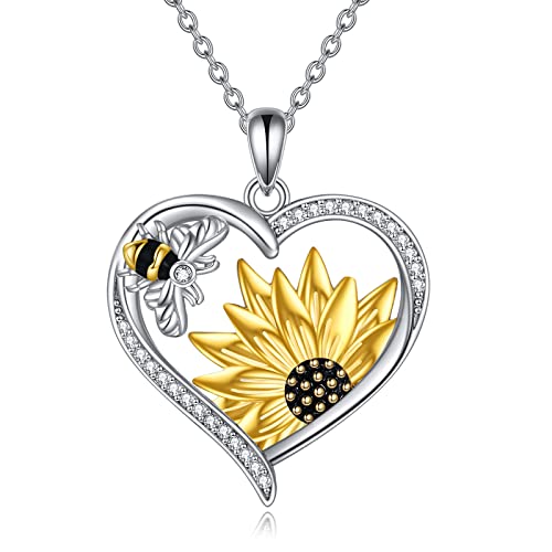 04 Bee Sunflower Heart Necklace
