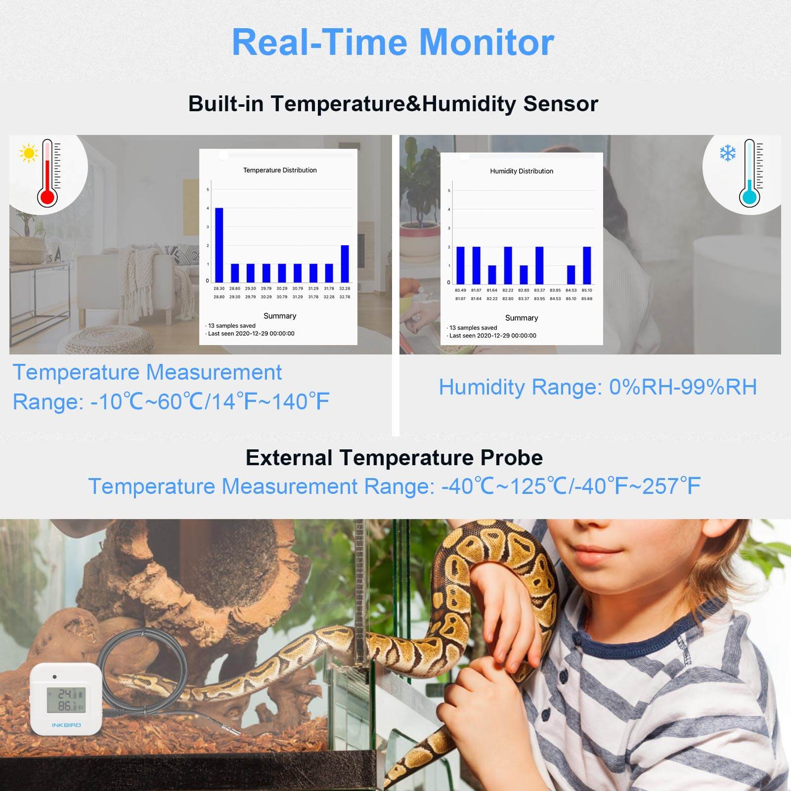 Bluetooth Hygrometer Thermometer IBS TH2 Plus - Wireless Temperature & Humidity Monitor for Home, Greenhouse, Wine Cellar | Smart Sensor for Indoor/Outdoor Use