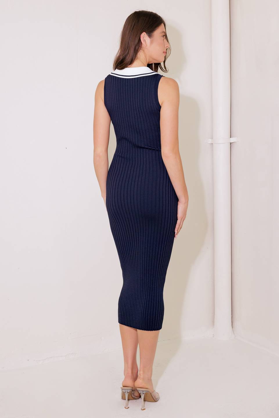 Coastal Classic Sweater Dress for Women - Navy Blue Knit Dress for Fall & Winter - Perfect for Casual Outings, Office Wear, and Holiday Gatherings