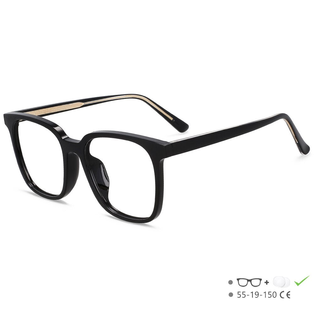 CCspace Unisex Full Rim Square Acetate Eyeglasses 55546 - Stylish Lightweight Frame for Men & Women - Perfect for Reading, Work, and Everyday Fashion