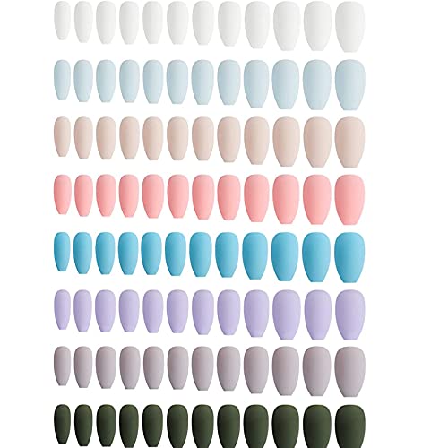 Premium 500PCS Fake Nails Kit - Rpanle Color False Nails with Adhesive Tabs & Nail File | Professional Nail Art Tips for Women, Girls & Kids | Perfect for Parties, Weddings & Daily Manicures
