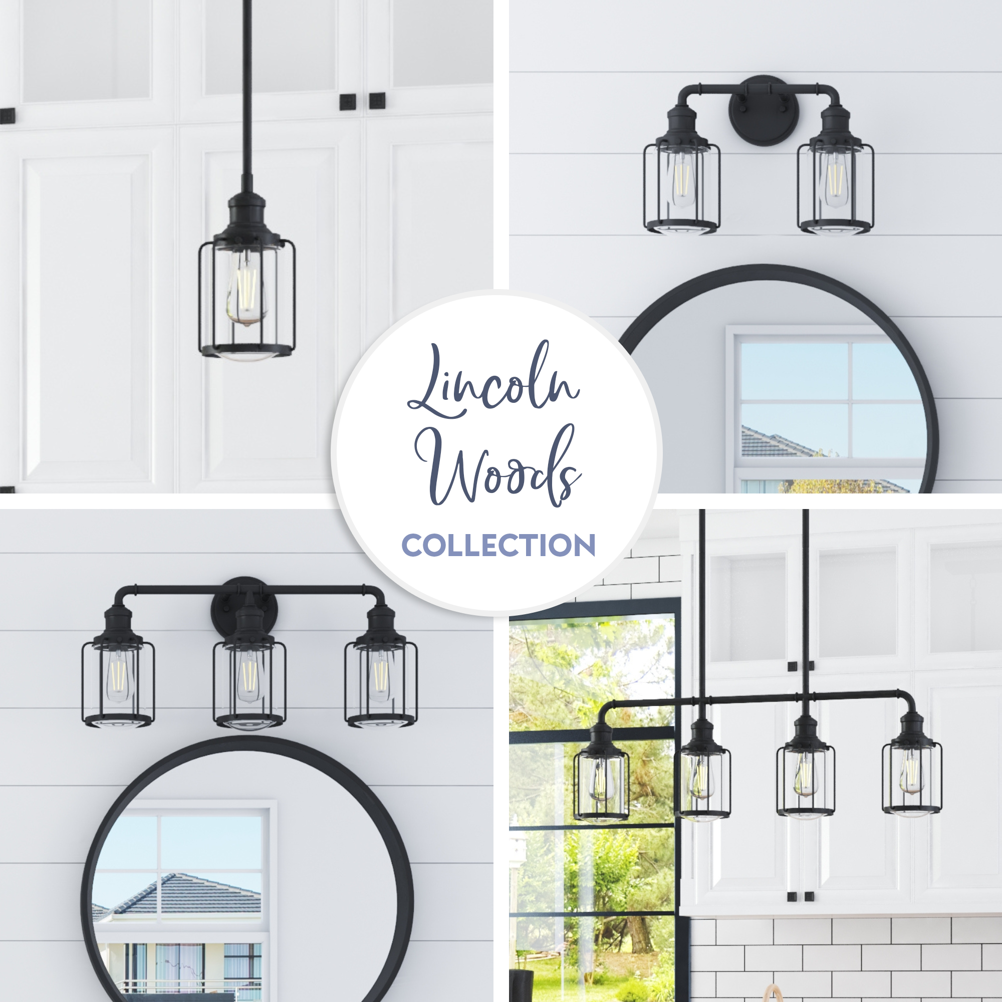 Lincoln Woods 2-Light Vanity Light Fixture in Matte Black - Perfect for Bathroom, Bedroom, and Dressing Room Lighting