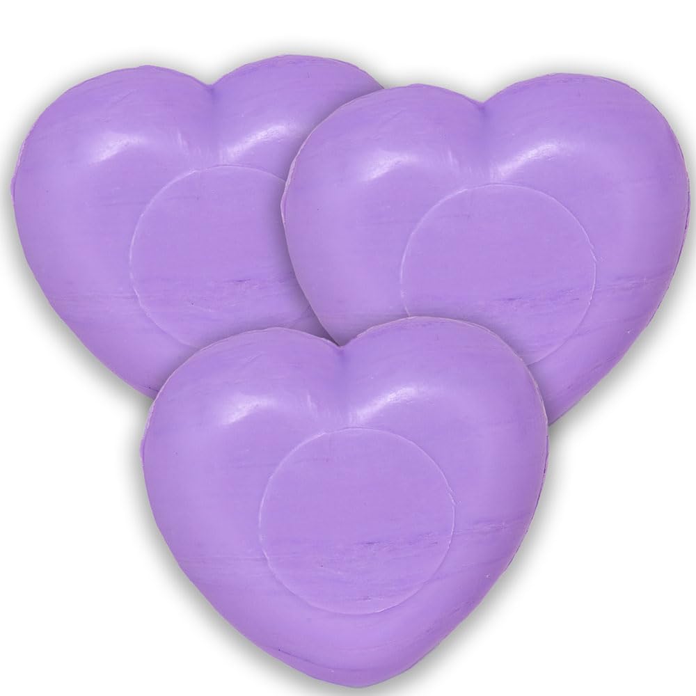 La Maison du Savon de Marseille - 3-Pack Heart Shaped French Soap Bars (1.4oz Each) with Lavender Fragrance - Natural Body Wash & Home Decor Gift Set - Perfect for Romantic Gifts, Bathroom Decor & Wedding Favors