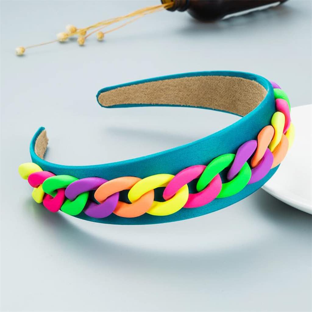 **CJTMY Women's Wide Side Candy Color Plastic Chain Headband - Baroque Turban Hair Accessories for Women & Girls (One Size) - Perfect for Parties, Weddings & Everyday Fashion**