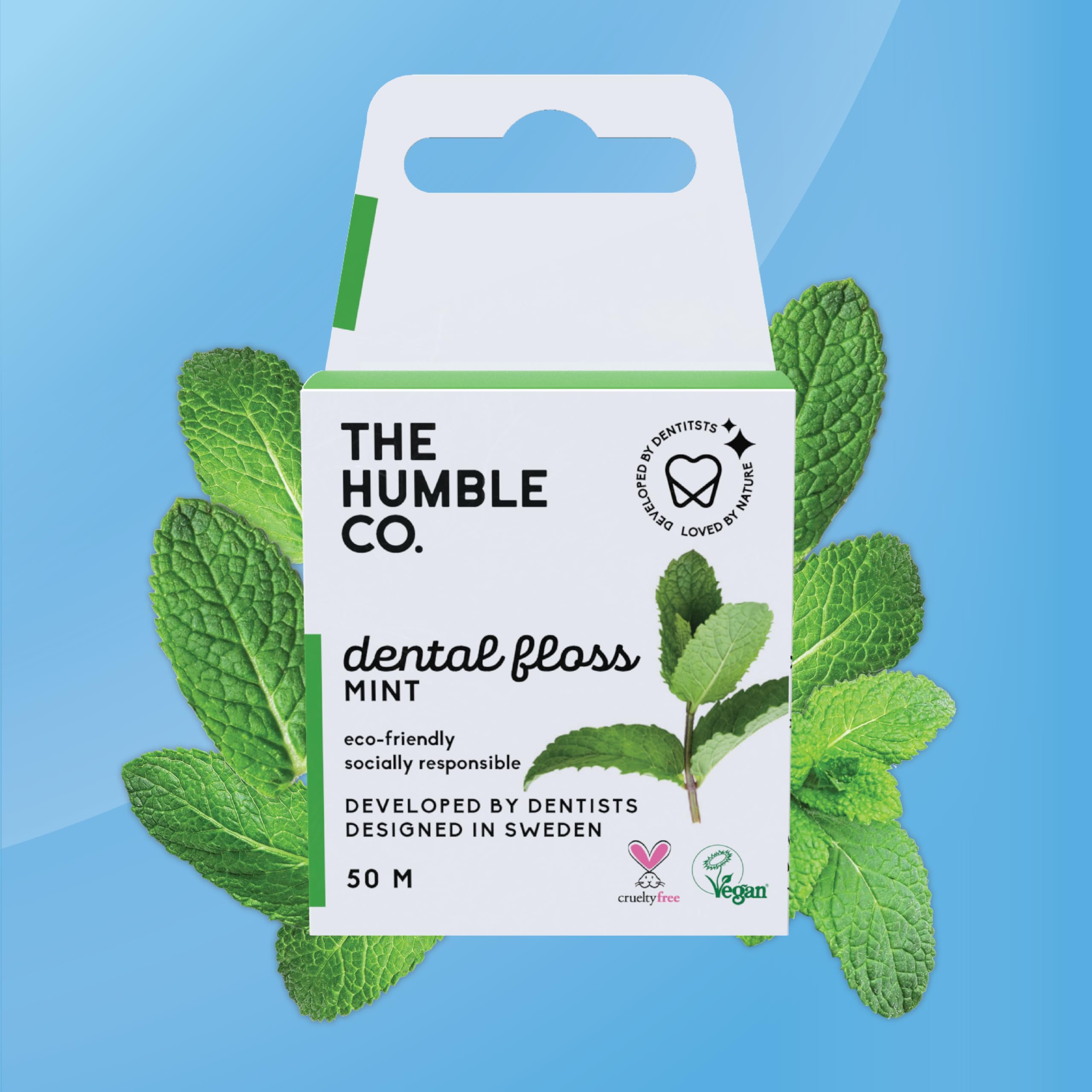The Humble Co. Vegan Waxed Dental Floss with Xylitol (4-Pack, 55 Yards) - Mint Flavored Floss for Adults & Kids, Gentle Gum Care & Plaque Removal - Perfect for Travel, Home & Office Use