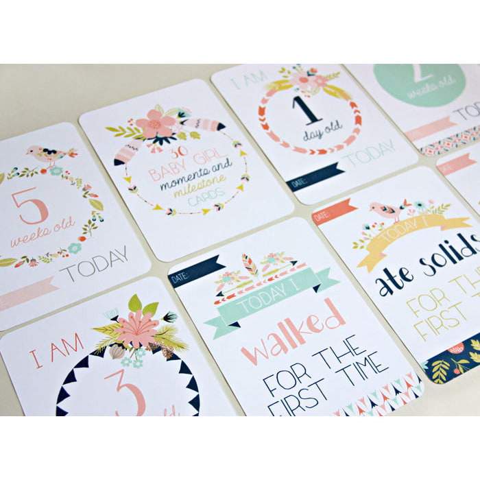 Adorable Baby Girl Milestone Cards - 40% Off | Perfect for Newborn Photo Shoots, Monthly Growth Tracking & First Birthday Celebrations