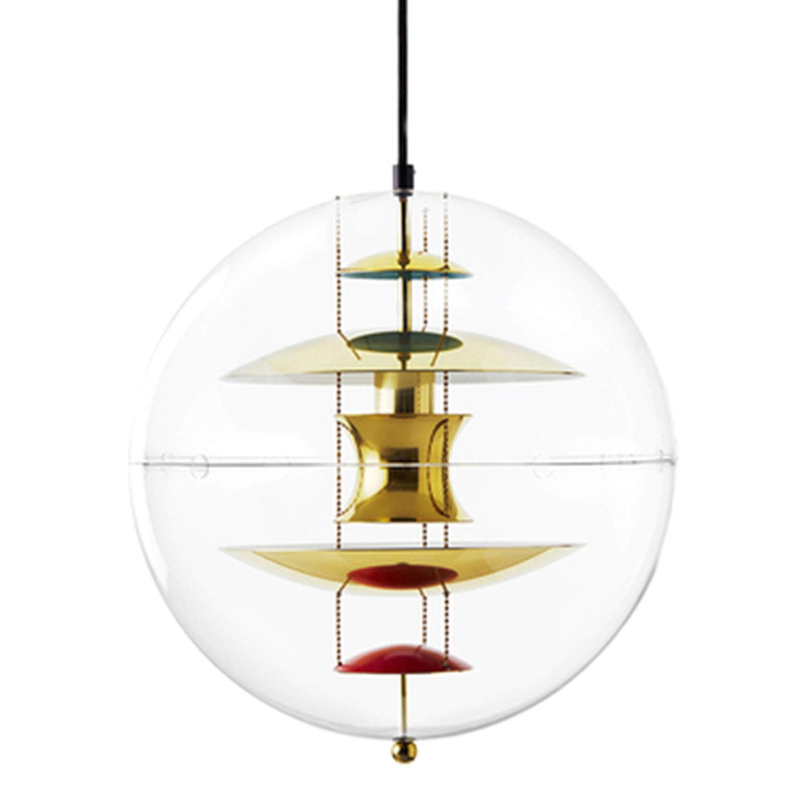 QTQHOME Modern Globe Glass Chandelier - Brushed Nickel Ceiling Pendant Light for Kitchen Island, Dining Room, Living Room & Bar | 1-Light Geometric Art Fixture (40cm Golden Diameter) | Perfect for Modern Homes, Restaurants & Cafe Lighting