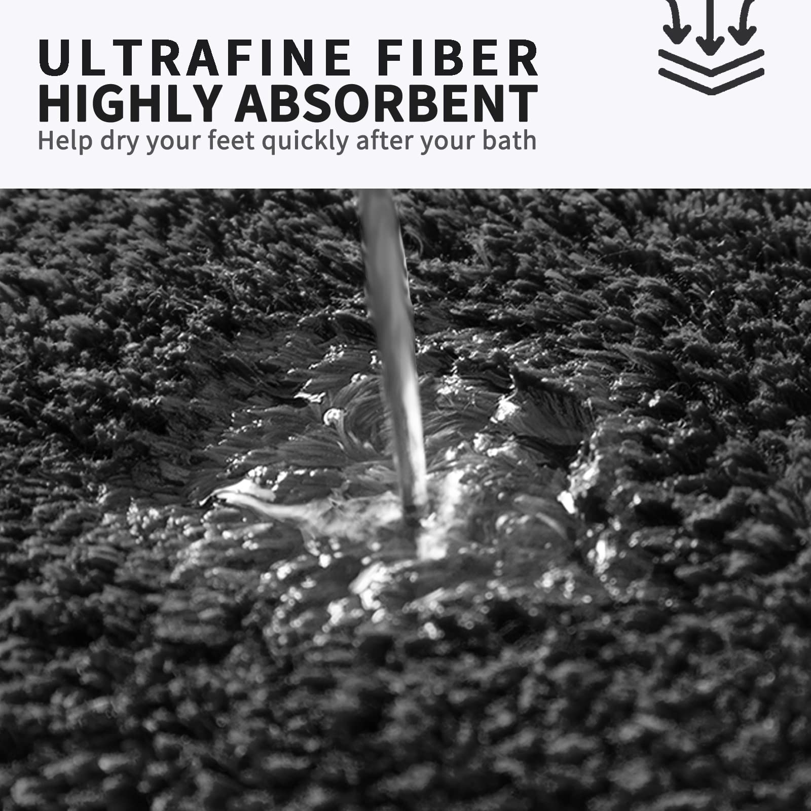 FIFU Non-Slip Bath Rug Mat 17x24 Inches - Ultra Soft Absorbent Microfiber Carpet with Rubber Latex Backing for Bathroom, Bedroom, Laundry & Kitchen - Machine Washable Black Bath Mat (Perfect for Wet Floors & Cozy Home Decor)
