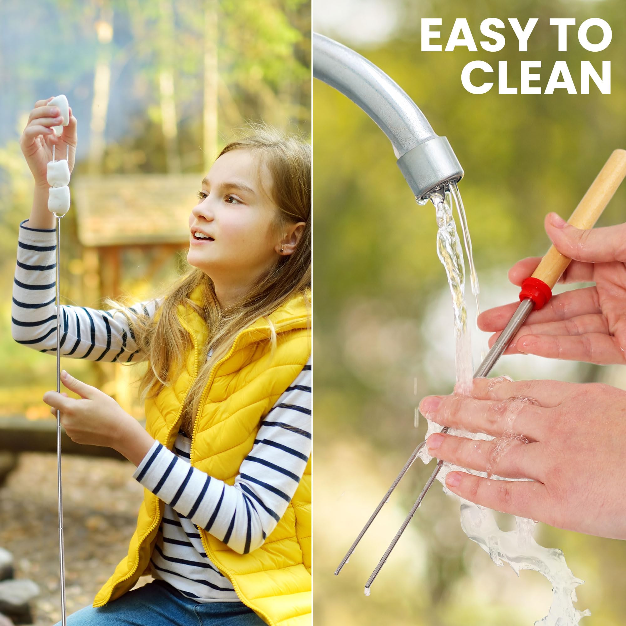 Zulay Kitchen 6-Pack Extendable Smores Sticks for Fire Pit - 32