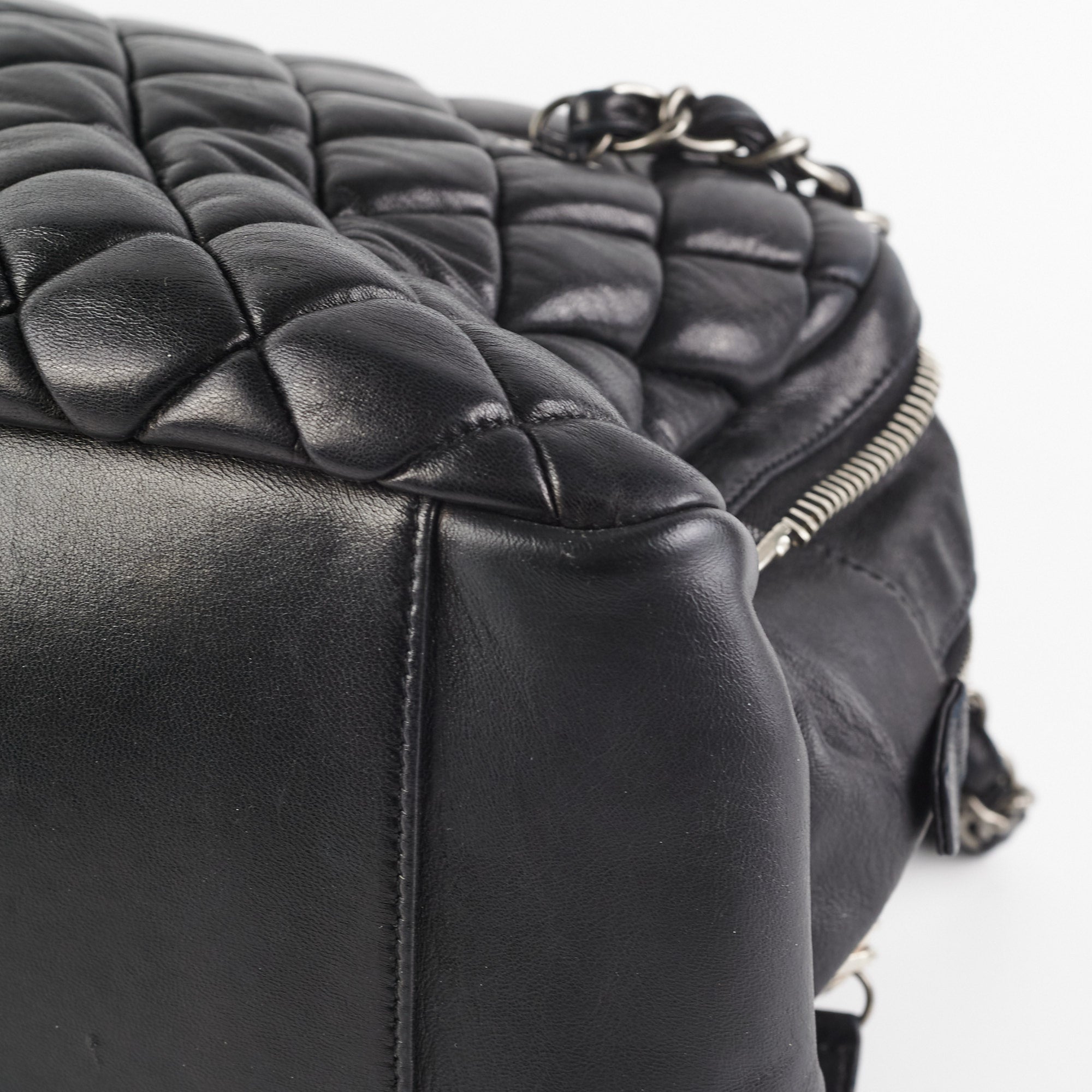 Chanel Quilted Leather Bowling Bag - Classic Black Designer Handbag for Women | Perfect for Work, Travel & Evening Events