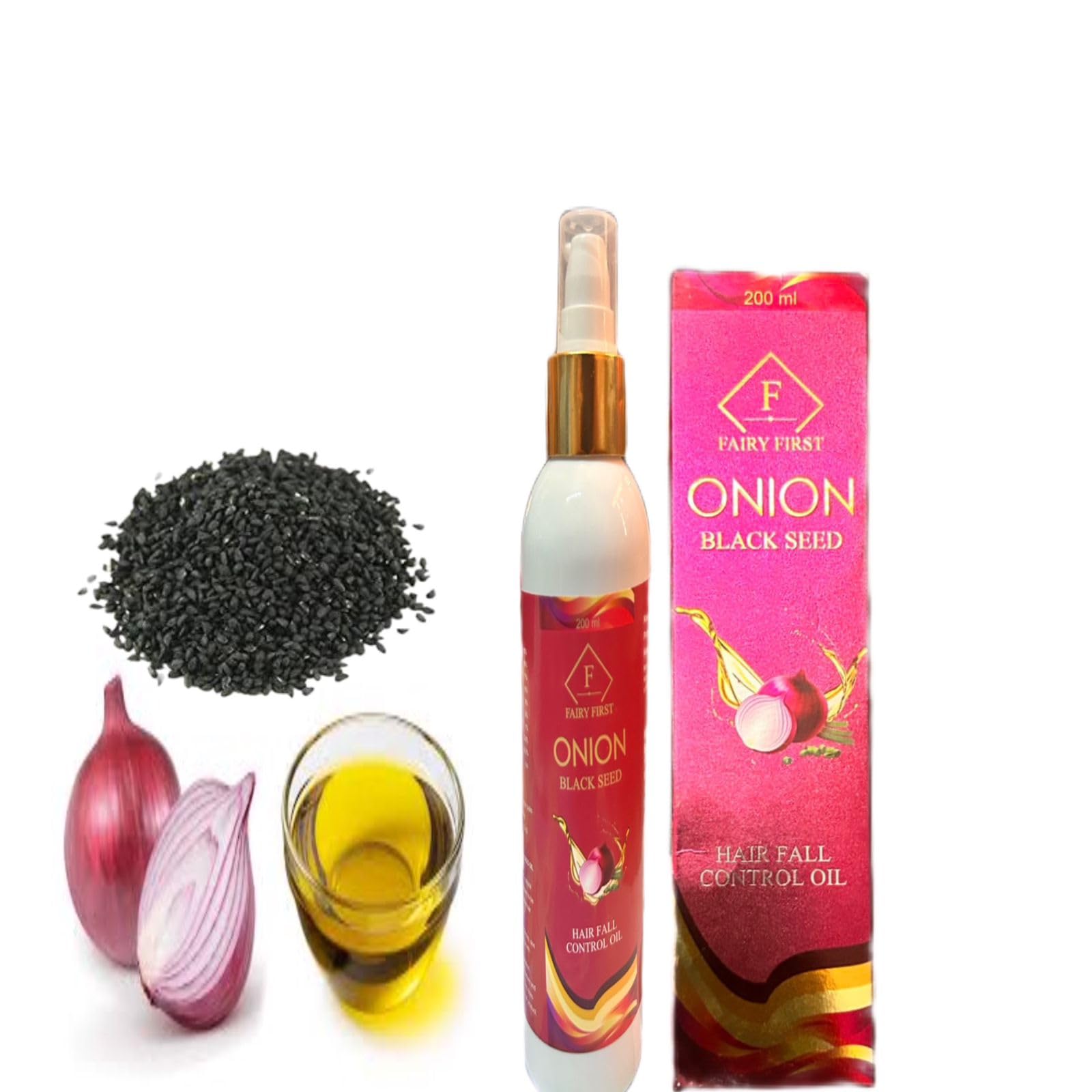 FAIRY FIRST Onion Hair Oil for Hair Growth & Hair Loss Treatment - 200ML with Natural Ingredients | Promotes Thicker, Stronger Hair | Perfect for Daily Scalp Massage & Damaged Hair Repair