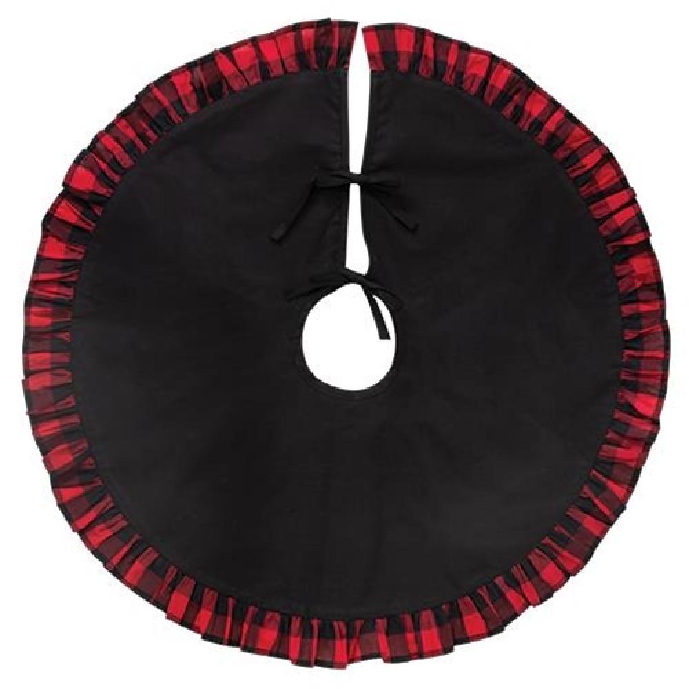 Buffalo Check Christmas Tree Skirt with Frill - Festive Holiday Decor for Xmas Tree - Perfect for Home, Party, and Gift Giving