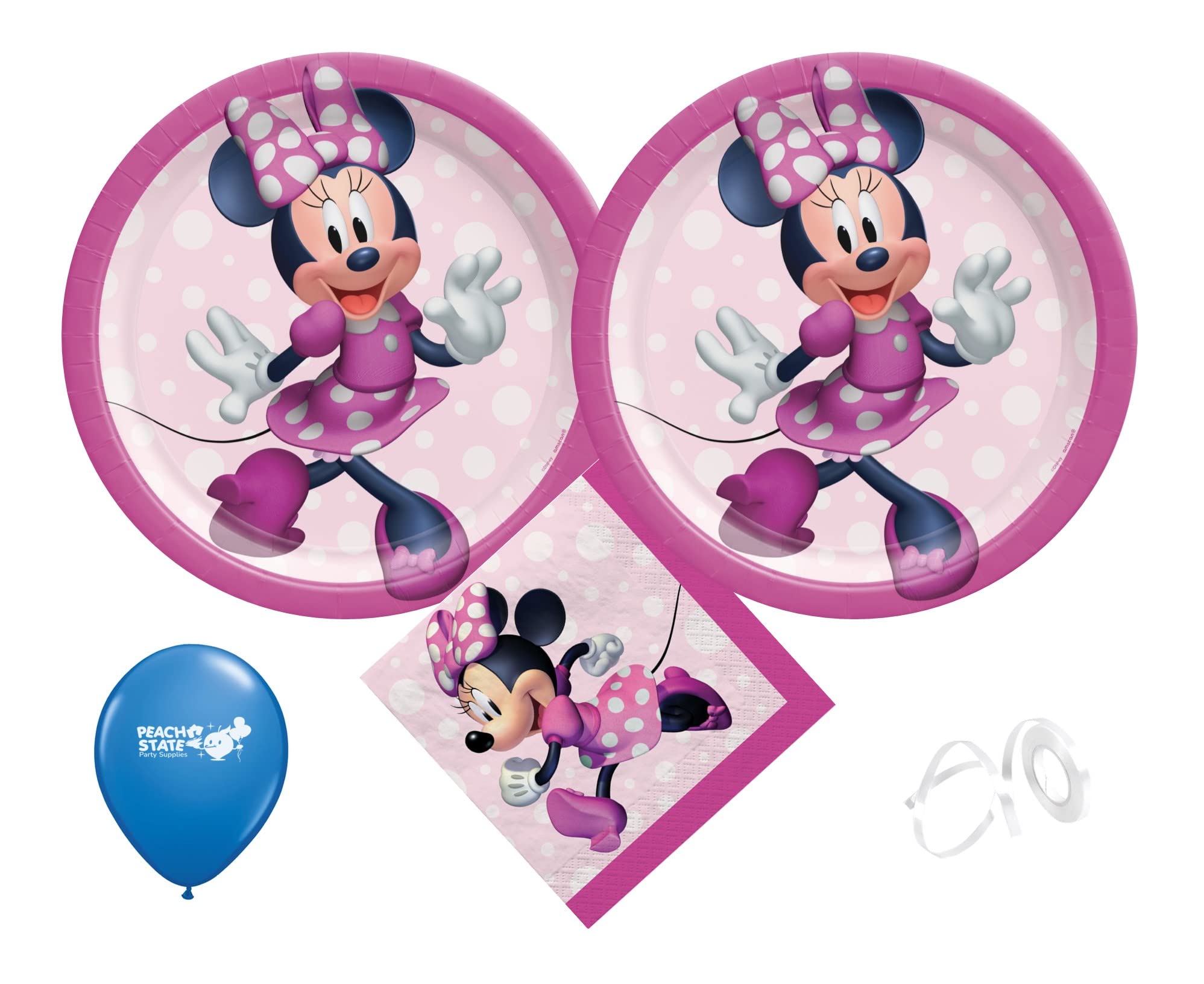 Minnie Mouse Birthday Party Supplies Set - 16-Piece Cake Plates, Napkins & Decorations for Kids - Perfect for Disney Themed Celebrations & Baby Showers