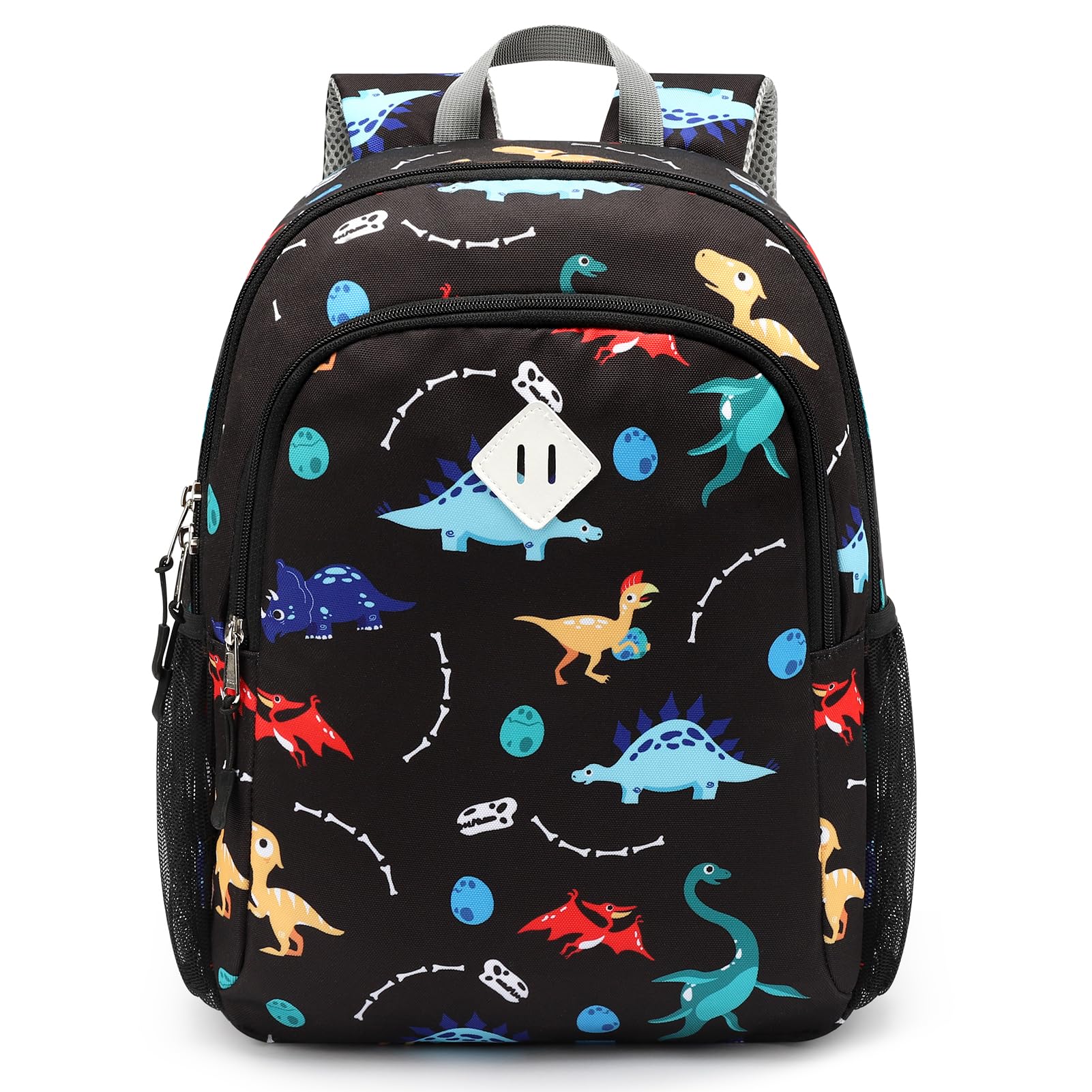 Dinosaur Toddler Backpack for Boys Age 2-8 - Lightweight Preschool & Kindergarten Backpack - Cute Small Kids Bookbag for Daycare, Travel & School - Black Dino Design for Boys & Girls