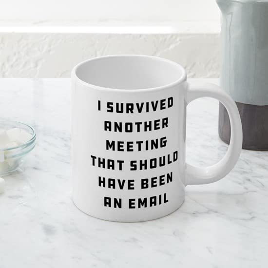 I Survived Another Meeting 20 oz Ceramic Coffee Mega Mug - Funny Office Gift for Coworkers & Boss - Large Insulated Coffee Cup for Work, Meetings & Office Humor