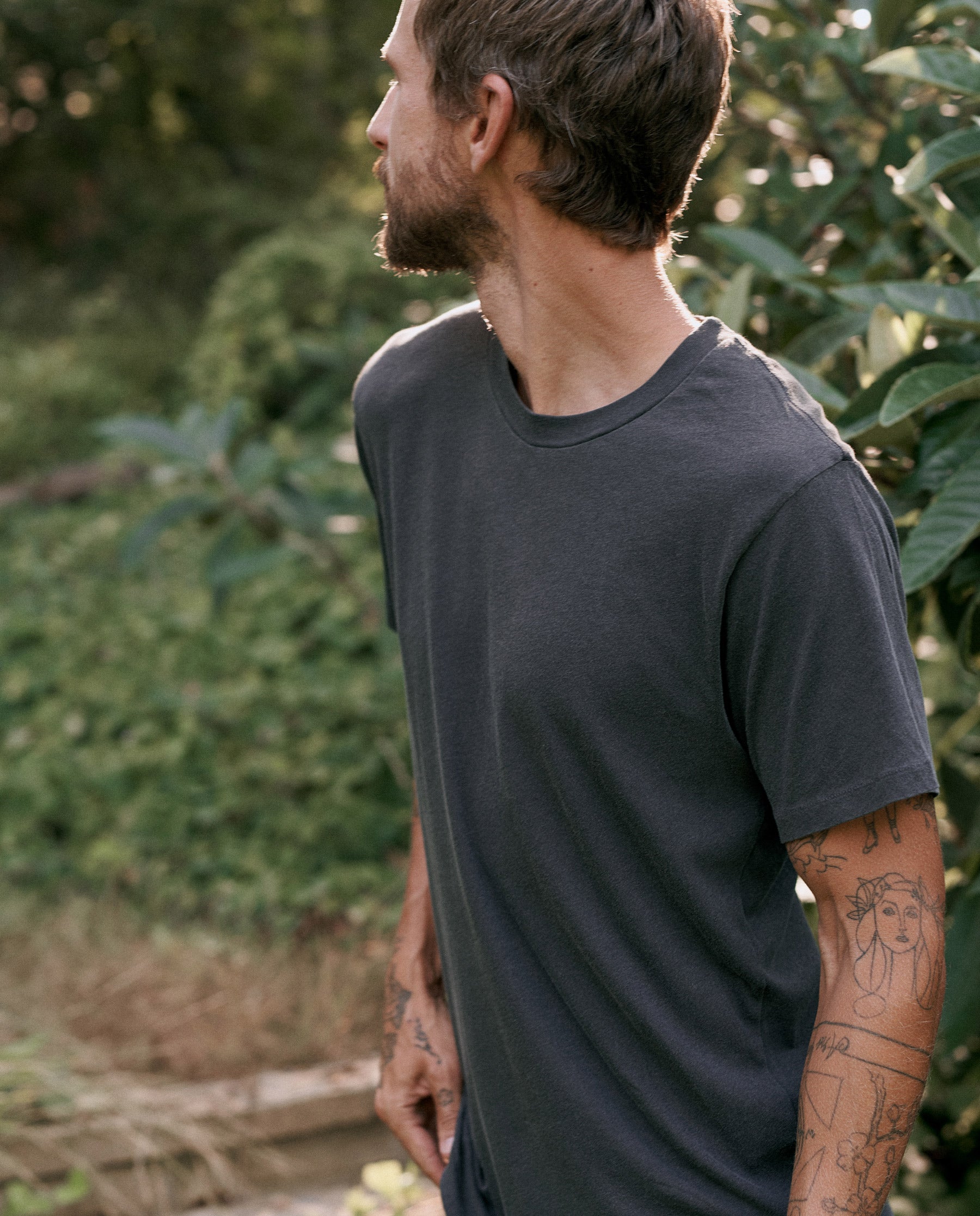Premium Men's Slim Fit T-Shirt - Soft Washed Black Cotton Tee for Casual Wear & Layering