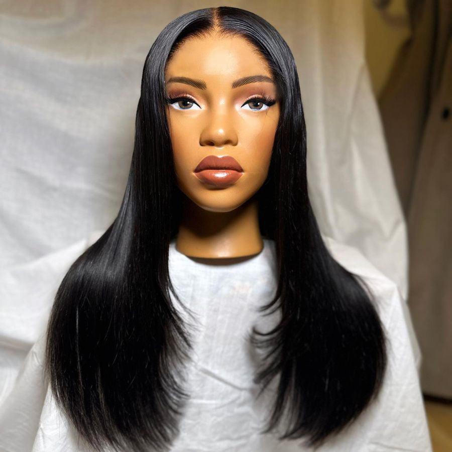 WOWANGEL 5x5 HD Lace Closure Wig - Jet Black Straight Glueless Human Hair Wig for Black Women | Wear & Go | Perfect for Daily Wear, Parties & Special Occasions