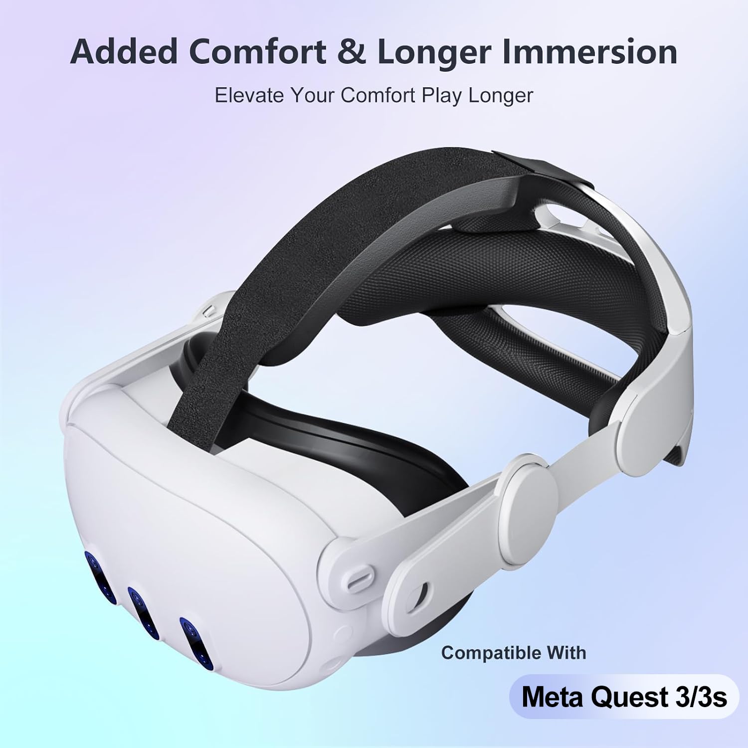 Meta Oculus Quest 3S/Quest 3 Elite Strap Replacement - Adjustable Pressure-Free Headband with Soft Cushion for Enhanced VR Comfort | Perfect for Long Gaming Sessions, VR Movies & Immersive Experiences
