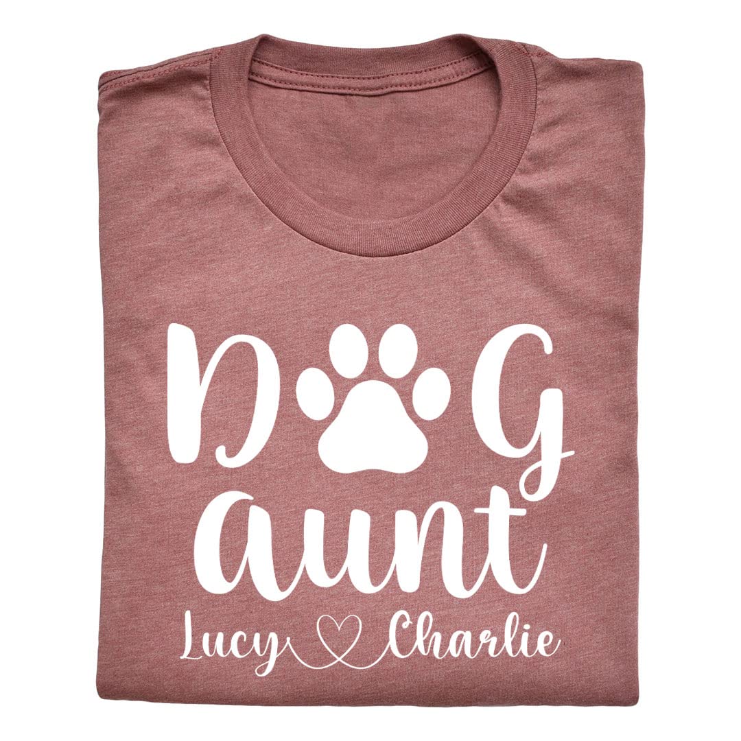 Personalized Dog Aunt T-Shirt Custom with Your Dog's Name - Cute Gift for Dog Lovers & Pet Owners - Perfect for Birthdays, Holidays & Dog-Themed Parties