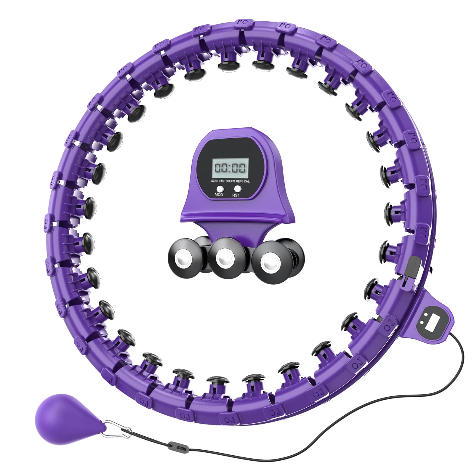 Smart Weighted Hula Hoop for Adults – 2-in-1 Adjustable Fitness Hoop with 27 Detachable Knots & Auto-Spinning Ball – Weight Loss Exercise Equipment for Beginners & Home Workouts – Perfect for Indoor Fitness, Core Training, and Toning