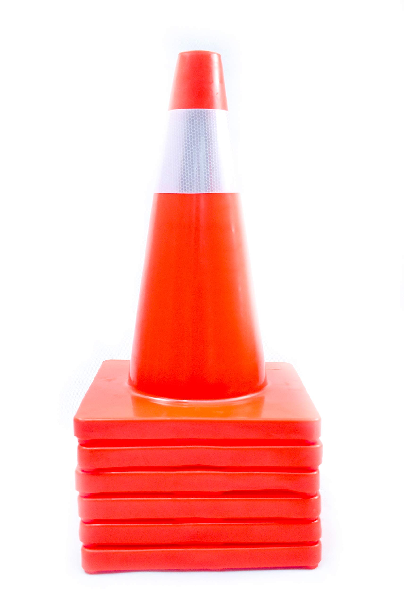 6 Pack 18-Inch Orange Traffic Safety Cones - Flexible PVC Construction with Reflective Collars for Parking, Construction & Road Safety | Perfect for Events, School Zones & Emergency Marking