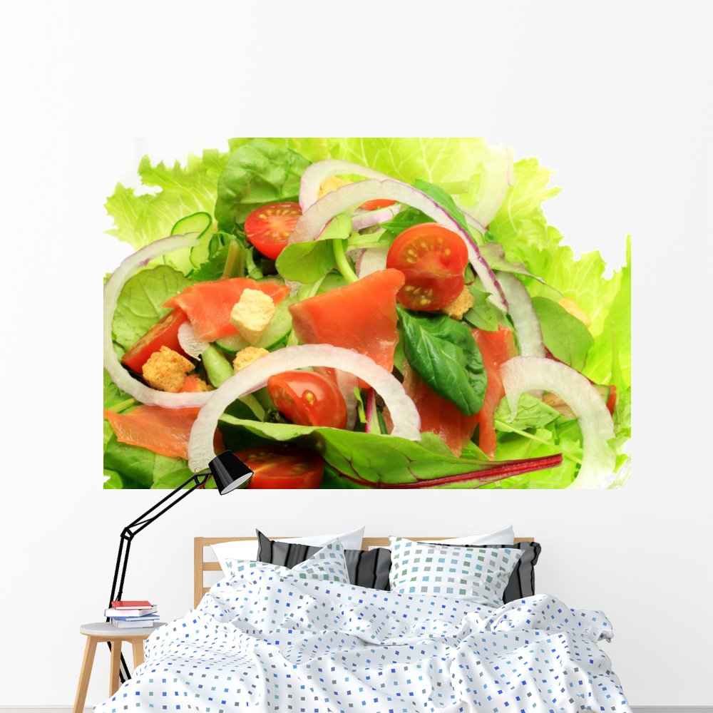 Wallmonkeys Salad Wall Mural Peel and Stick Graphic - 72x48 Inches - Self-Adhesive Removable Wall Decal - Perfect for Kitchen, Dining Room & Restaurant Decor (WM101175)