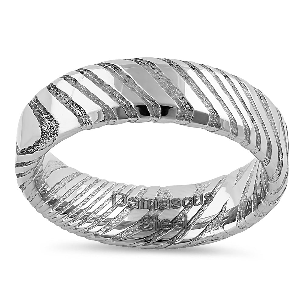 Premium 6mm Damascus Steel Band Ring - Handcrafted Stainless Steel Unique Pattern Jewelry for Men & Women - Perfect for Weddings, Anniversaries & Special Occasions