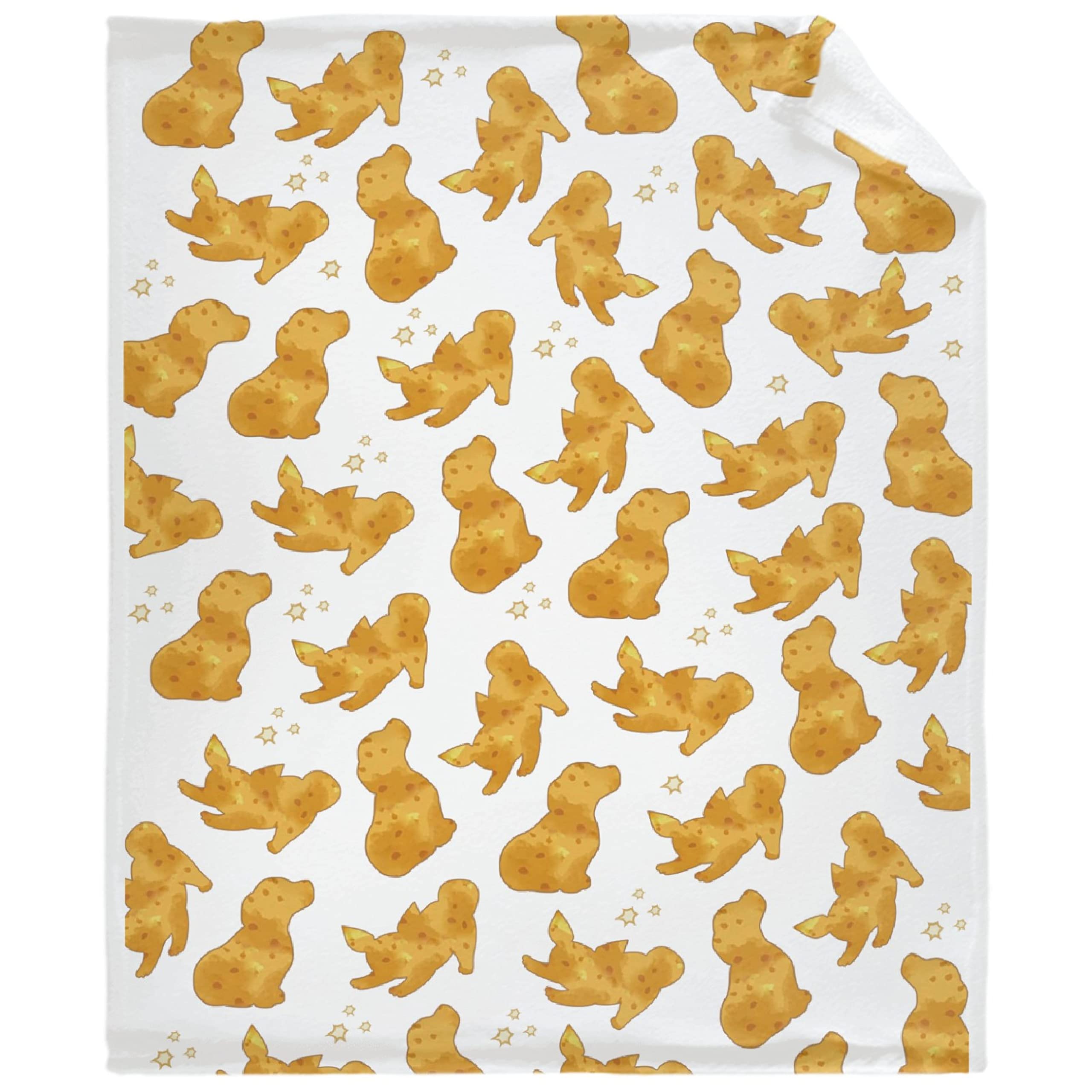 Dog Fried Chicken Nuggets White Throw Blanket - Soft Flannel Fleece for Couch, Bed & Gifts (120x90 in)