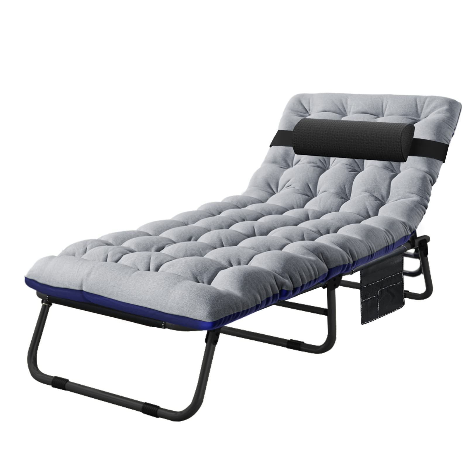 MOPHIO 4-Fold Portable Folding Lounge Chair - Lightweight Outdoor Chaise Lounge for Beach, Pool, Patio, Camping & Backyard - Perfect for Sunbathing, Relaxing & Tanning - Compact Foldable Design for Easy Storage & Travel