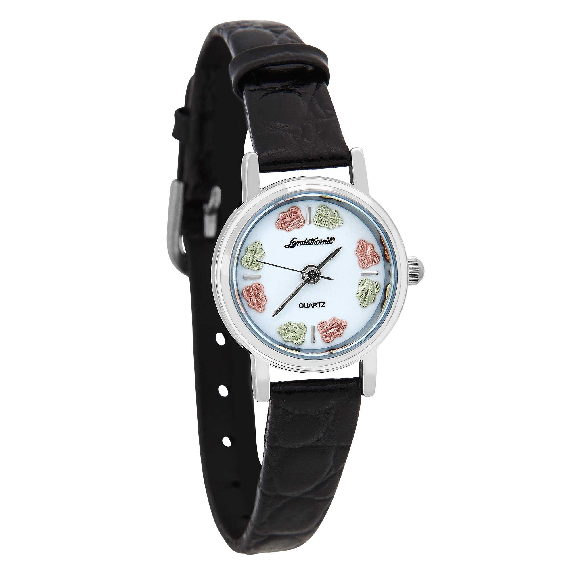 Landstroms Black Hills Silver Ladies Leather Watch - Elegant & Durable Women's Timepiece for Casual & Formal Wear