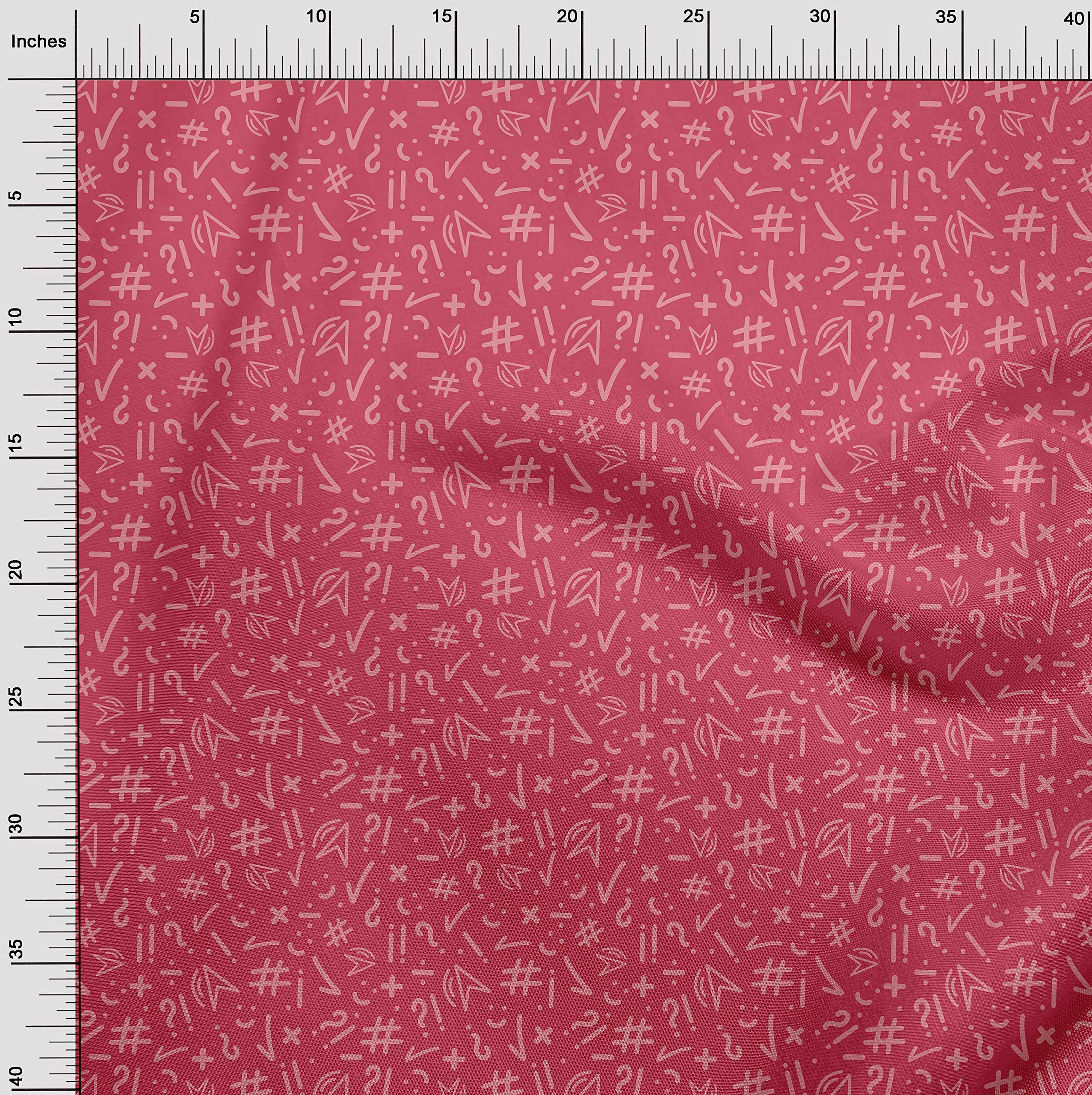 oneOone Cotton Cambric Pink Fabric with Numerical Symbols - 42 Inch Wide Dress Material Print Fabric by The Yard | Perfect for DIY Dresses, Quilting & Home Decor Projects