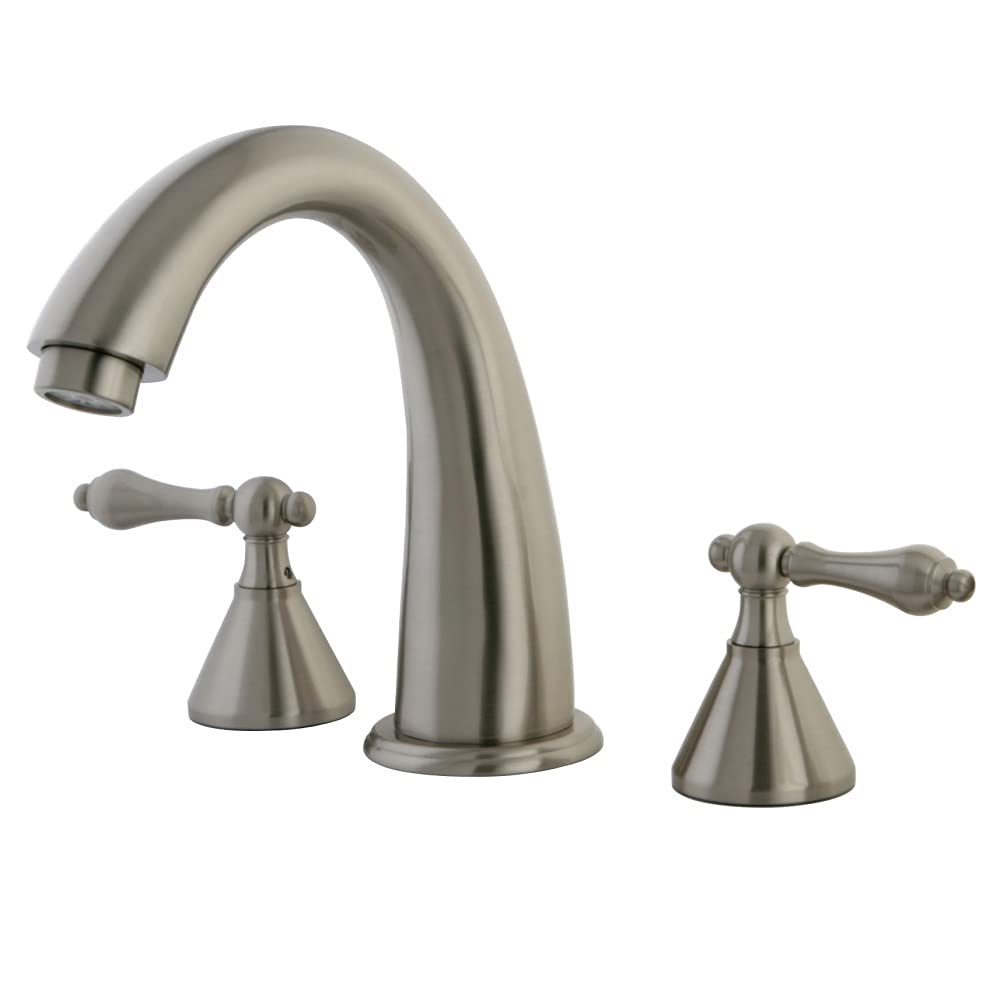 Kingston Brass KS2368AL Naples Roman Tub Filler with Metal Lever Handle in Brushed Nickel - Perfect for Luxury Bathroom Renovations and Spa-Like Bathtub Experiences