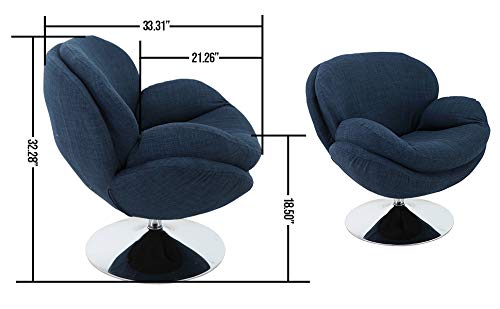 Comfort Mac Motion Scoop Accent Chair - Denim Fabric, Blue - Ergonomic Leisure Chair for Living Room, Bedroom & Office - Perfect for Relaxing, Reading & Lounging
