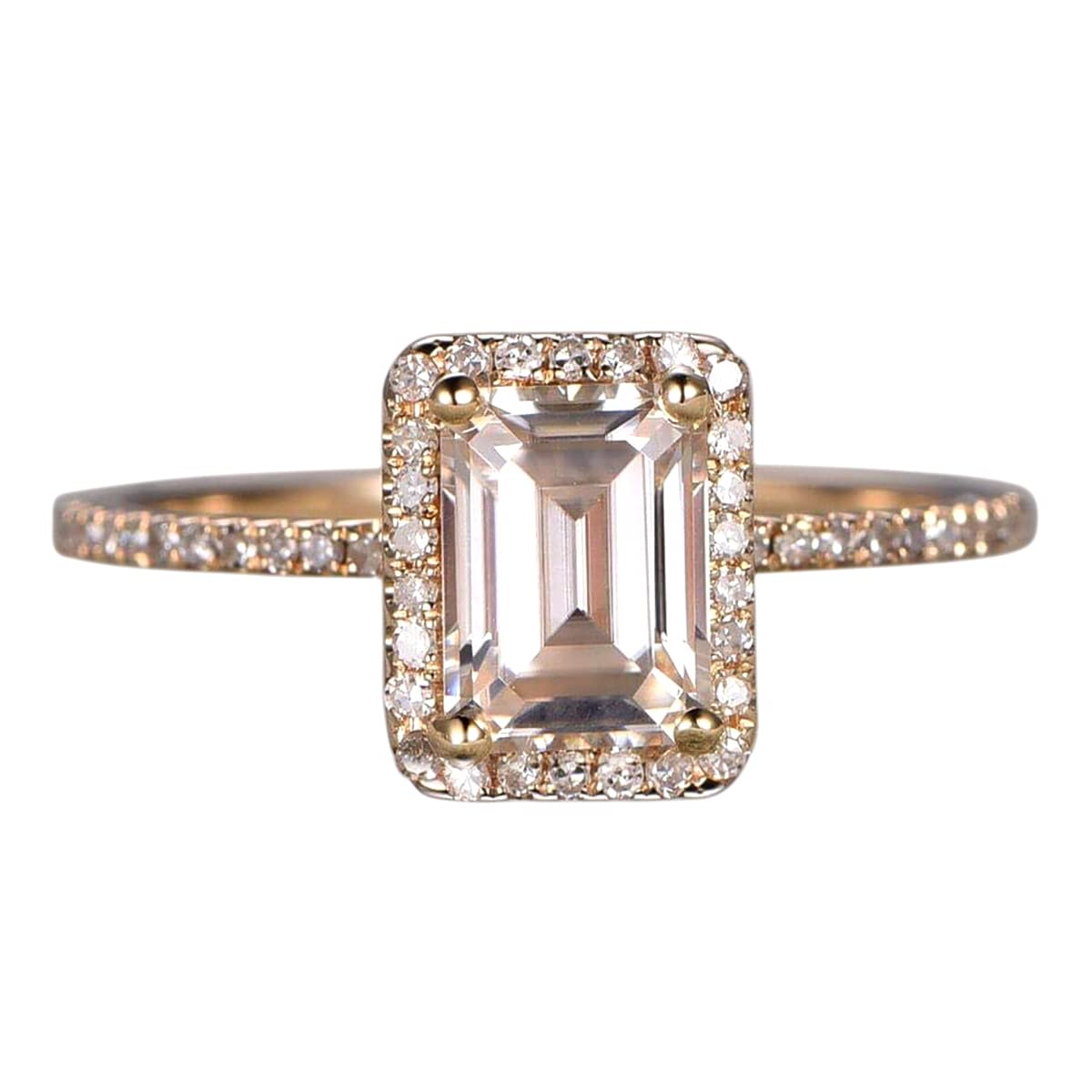 1.25 Ct Moissanite & Diamond Engagement Ring - Emerald Cut Rose Gold Wedding Band for Women, Perfect for Proposals, Anniversaries & Special Occasions