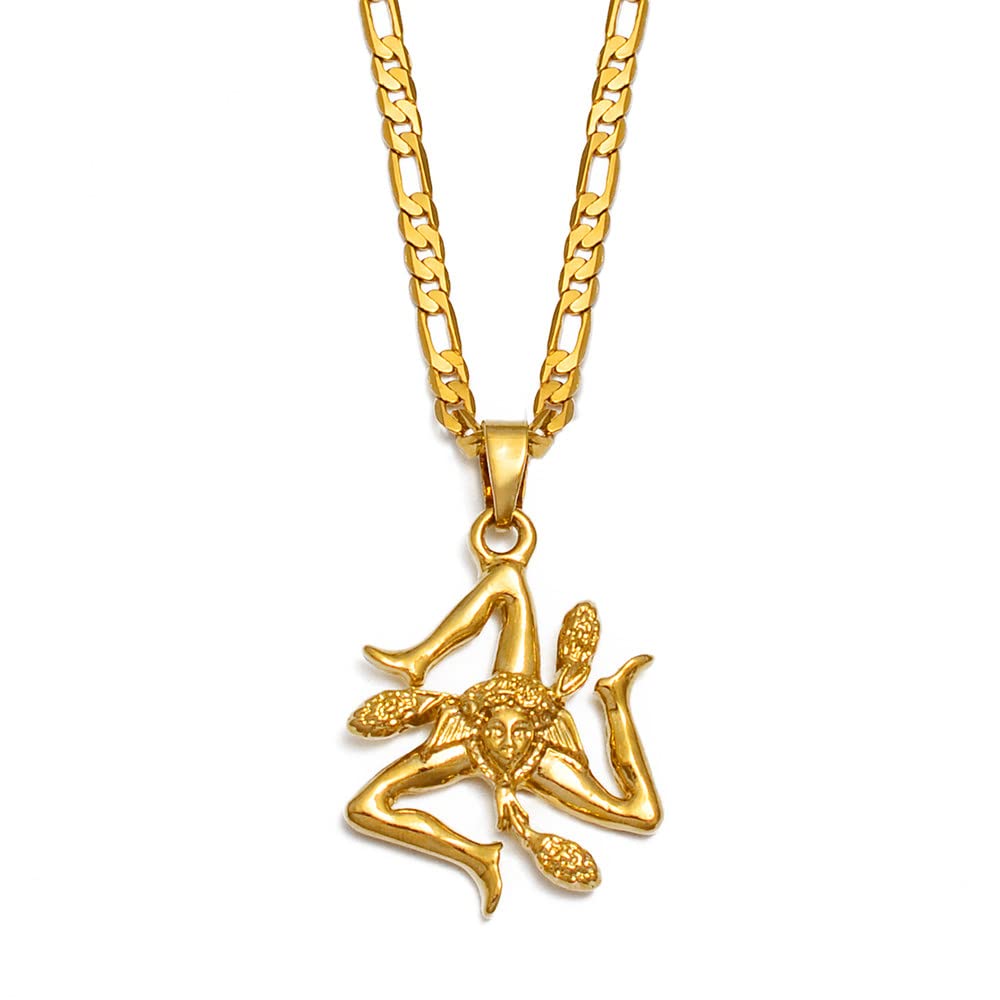 Italian Sicily Flag Pendant Necklace - 18K Gold Plated Jewelry for Women & Men | Perfect Italian Heritage Gift for Birthday, Anniversary & Travel Lovers