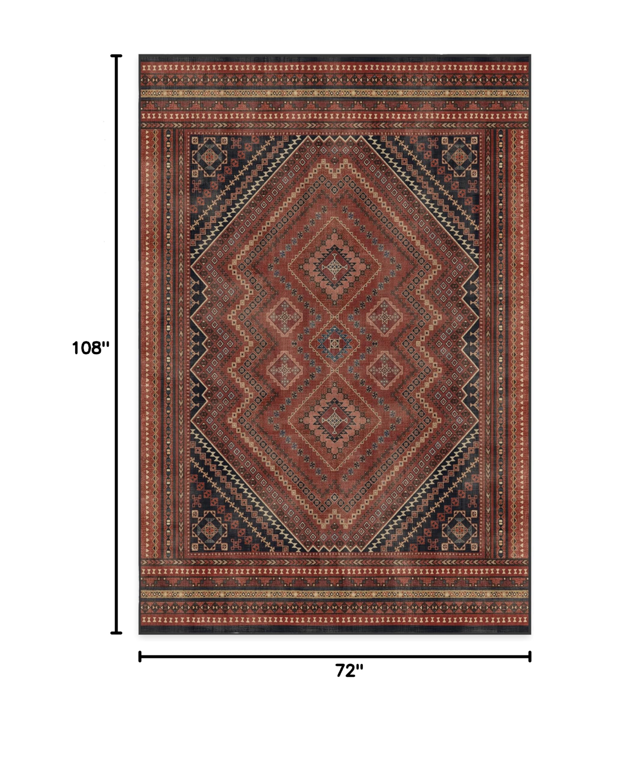 Ruggable Washable 6x9 Area Rug - Kaden Amber Red | Premium Non-Slip Rug for Living Room, Bedroom, Kitchen, Office & Classroom | Waterproof & Easy to Clean Home Decor | Perfect for High Traffic Areas & Pet-Friendly Spaces