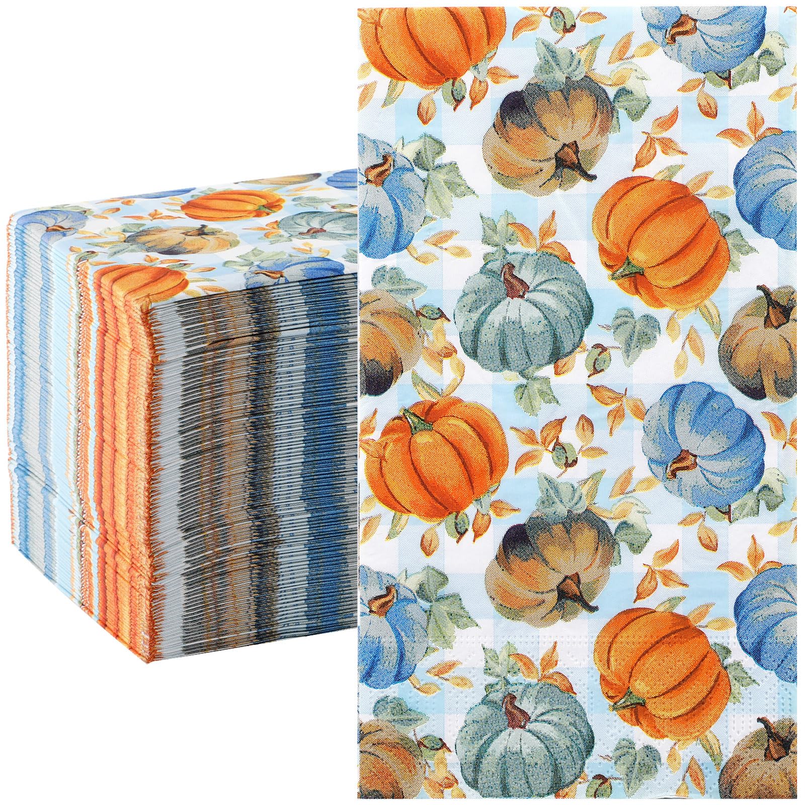 100PCS Fall Pumpkin Napkins - 3-Ply Disposable Thanksgiving Napkins & Guest Towels | Decorative Paper Napkins for Bathroom, Kitchen, Home Decor | Perfect for Autumn Parties, Thanksgiving Dinner & Seasonal Home Decoration