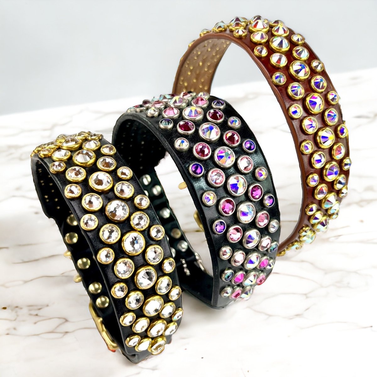 Premium Designer Leather Dog Collar - The Olympia - Stylish & Durable Pet Accessory for Walks, Training & Everyday Wear