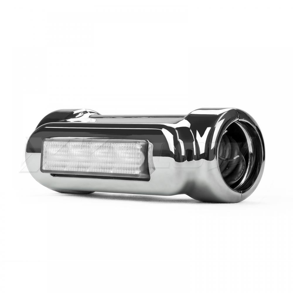 Chrome Motorcycle Highway Bar LED Driving Lights with DRL & Turn Signal - White & Amber Lights for Harley Davidson Touring Bikes (Road King, Street Glide, Road Glide, Ultra Classic, Limited, Trike) - Perfect for Night Riding & Enhanced Safety
