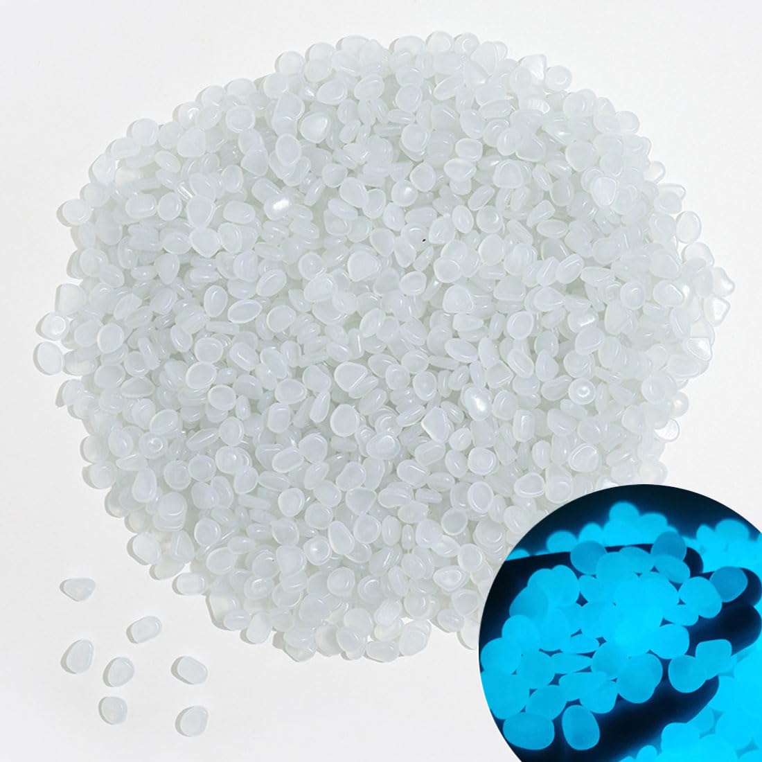 1000Pcs Glow in The Dark Pebbles - Luminous Stones for Aquarium, Fish Tank, Garden, Lawn, Walkway & Plant Pots - Perfect for Nighttime Decoration & Outdoor Lighting