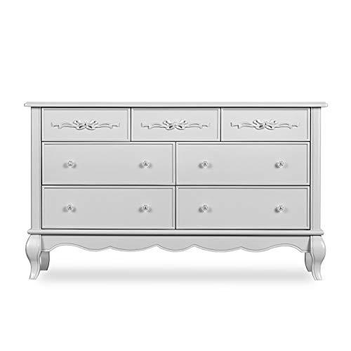 Evolur Aurora 7-Drawer Double Dresser in Akoya Grey Pearl & Silver Mist - Modern Nursery & Kids Room Storage Solution