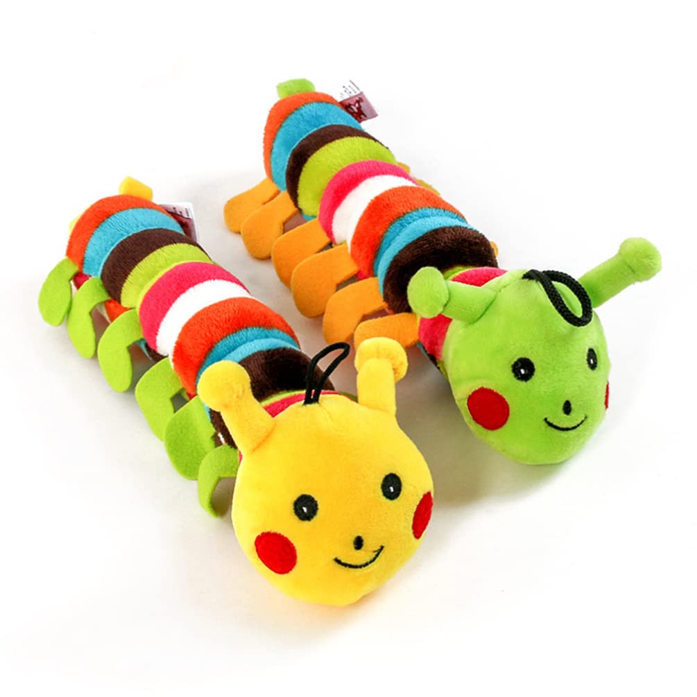 POPETPOP Puppy Teething Toy - Plush Chew Toy for Puppies & Cats - Squeaky Caterpillar for Playtime